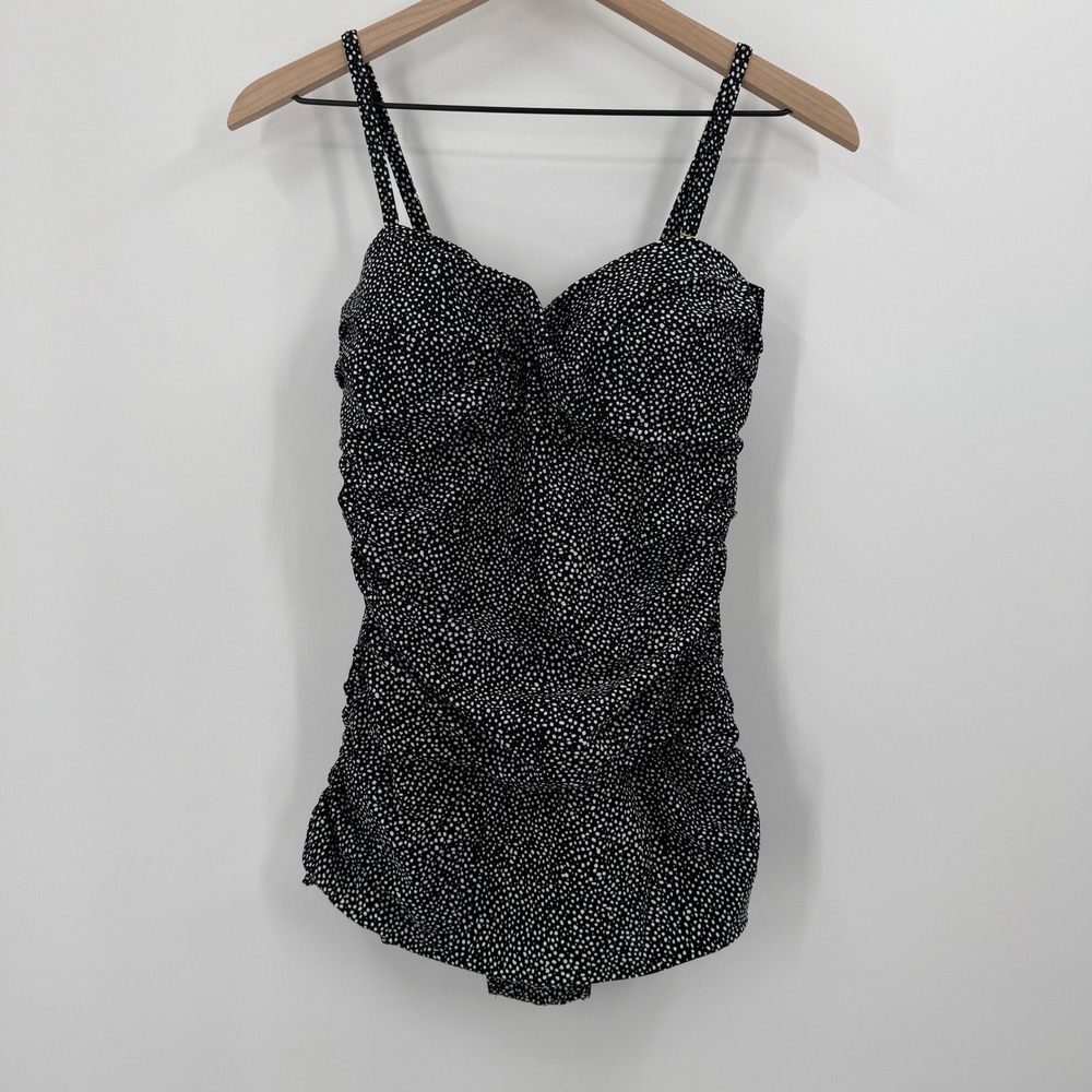 Shore Shapes Swimwear Women's Black White Polka Dot One‎ Piece Swimsuit Sz 12